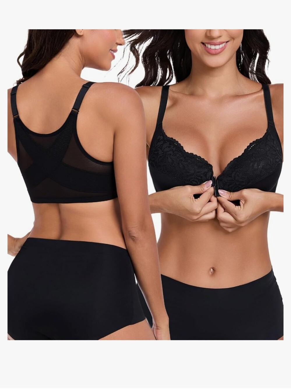 Lemorosy NWT Full Coverage Front Closure Underwire Bra Posture Support - 34G